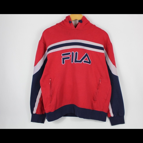 Vintage 90s Fila Striped Hoodie - Picture 2 of 3